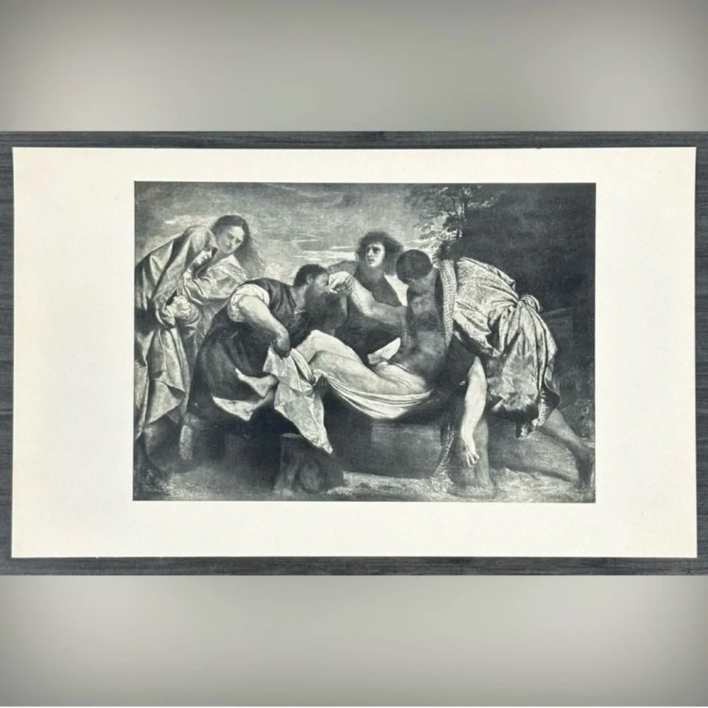 TITIAN Italian Artist THE ENTOMBMENT Art Print Original 1900 Vintage Boston, MA - Picture 8 of 9